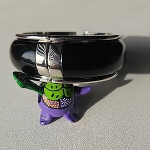 Black and Rhodium Women's Bangle Bracelet